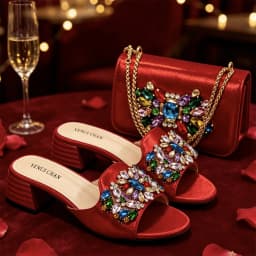 Italian Fashion Banquet Shoes and Bags African Women's Hand Bags with Rhinestone Decoration and Women's High Heels