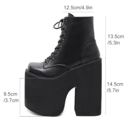 Gdgydh Chunky Heel Motorcycle Boots Women Platform Ankle Boots Lace Up Punk Cosplay Thick Sole Goth Girls Shoes Big Size 43
