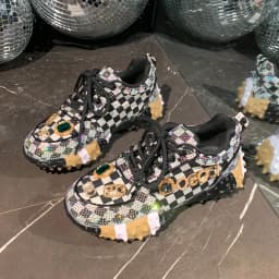 Women's Luxury Shoes Full Diamond Lace Up Women Designer Sneakers Shiny Water Diamond Designer Platform Shoes Plataforma Mujer
