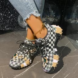 Women's Luxury Shoes Full Diamond Lace Up Women Designer Sneakers Shiny Water Diamond Designer Platform Shoes Plataforma Mujer