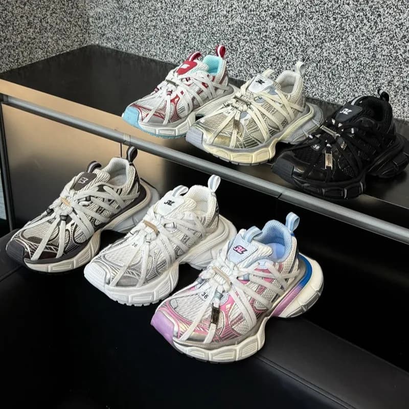 2026 Ins Super Fire Strap Small Flytail Breathable Casual Sneakers Metallic Platform Women's Tide Dad Shoes Men