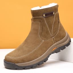 Men's sheepskin and wool integrated snow boots, real leather and fur, winter thick and warm boots slip resistance for Men's 