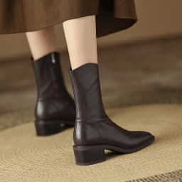 MORAZORA 2025 New Real Leather Women Boots Zipper Thick Fur Warm Winter Boots Fashion Square Toe Chunky Heels Ankle Snow Booties