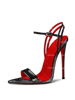 New 12cm Pointed Lace Up High-Heeled Shoes for Women, Black, Sexy, Straight Buckle Fashion, Plus Size Sandals