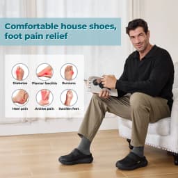 Fittington Wide Diabetic Slippers For Men Indoors Walking Diabetic Men's Shoes Slip-On Mules Clogs For Swollen Feet Adjustable