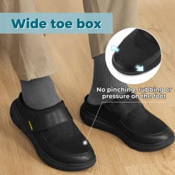 Fittington Wide Diabetic Slippers For Men Indoors Walking Diabetic Men's Shoes Slip-On Mules Clogs For Swollen Feet Adjustable