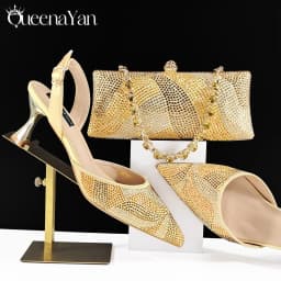 Festive Elegance Spot Goods Dazzling Heels and Chic Long Bag Clutch Perfect Combination Of Shoes And Bag for Special Occasions