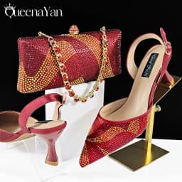 Festive Elegance Spot Goods Dazzling Heels and Chic Long Bag Clutch Perfect Combination Of Shoes And Bag for Special Occasions