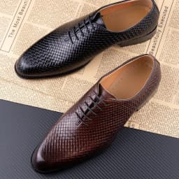 Men's Italian Oxford Pointed Toe Grid Pattern Dress Shoes Luxury Wedding | Chaussures Homme de Luxe | 명품신발 | Sapatos Masculinos