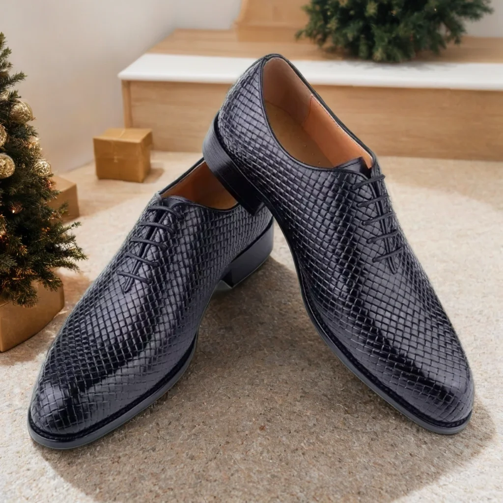 Men's Italian Oxford Pointed Toe Grid Pattern Dress Shoes Luxury Wedding | Chaussures Homme de Luxe | 명품신발 | Sapatos Masculinos