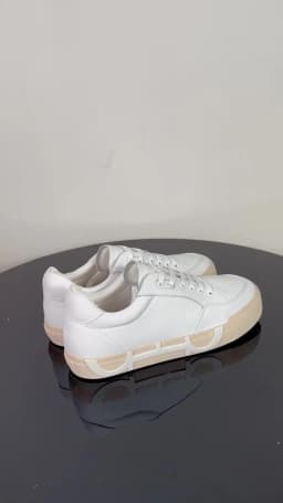 CHCH Women's Casual Shoes 2024 New Simple White Lace up Cow Leather Flat Shoes Comfortable Walking Shoes