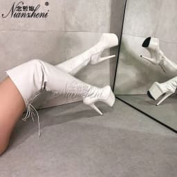 8Inch High Heels Lace Up Pole Dance Exotic Dancer Sexy gladiator Gothic 20cm Stiletto Heels Lace Up Over The Knee Boots Platform