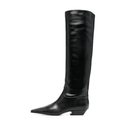 Arden Furtado Women's Patent Leather Slip-On Knee High Boots Square-Head Large Size Middle Heel Autumn Crocodile Grain Knight Bo