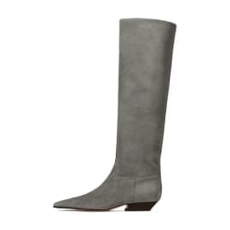 Arden Furtado Women's Patent Leather Slip-On Knee High Boots Square-Head Large Size Middle Heel Autumn Crocodile Grain Knight Bo