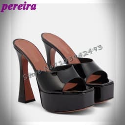 Black Velvet Platform Sandals Square Chunky Heels Women's High Heel Shoes for Party Wedding Female Dress Shoe Platform Sandals w
