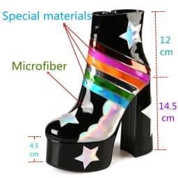 【JOCHEBED HU】Rainbow Super High Platform Short Boots for Women Sky Clouds Thick Bottom Leather Long Designer Zipper Sexy 36-43