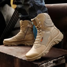 Leather Combat Man Tactical Boots Waterproof Field Training Safety ShoesHigh Cut Breathable Boots Men Shoes