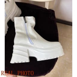 SIMLOVEYO Patent Leather Women Ankle Boots Toe Chunky Heels 9cm Platform Hill Size 42 43 Fashion Party Booty