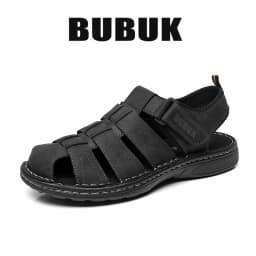 Bubuk Men's Sports Sandals Made of Top-Grain Leather, Open-Toe Outdoor Non-Slip Casual Shoes, Fashionable Outdoor Beach Shoes, Lightweight and Comfortable, Suitable for Both Men and Women, Ideal for Outdoor Hiking, Travel, and Work
