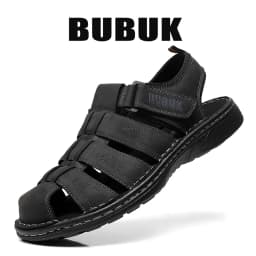 Bubuk Men's Sports Sandals Made of Top-Grain Leather, Open-Toe Outdoor Non-Slip Casual Shoes, Fashionable Outdoor Beach Shoes, Lightweight and Comfortable, Suitable for Both Men and Women, Ideal for Outdoor Hiking, Travel, and Work