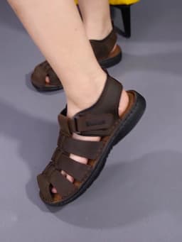 Bubuk Men's Sports Sandals Made of Top-Grain Leather, Open-Toe Outdoor Non-Slip Casual Shoes, Fashionable Outdoor Beach Shoes, Lightweight and Comfortable, Suitable for Both Men and Women, Ideal for Outdoor Hiking, Travel, and Work