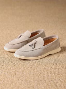 Premium Women's Top Grain Suede Leather Penny Loafers, Slip On Non-Slip Flat Driving Shoes with Metal Buckle Detail for Business