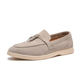Premium Women's Top Grain Suede Leather Penny Loafers, Slip On Non-Slip Flat Driving Shoes with Metal Buckle Detail for Business