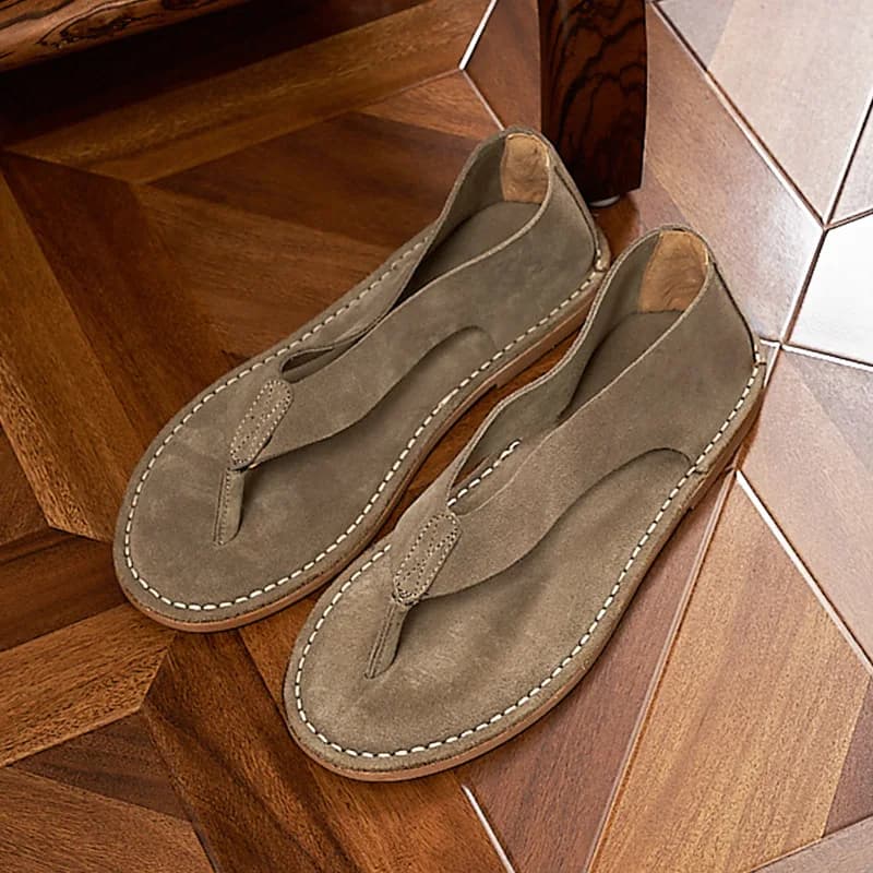 Luxury Cow Suede Mens Sandals Handmade Comfortable Genuine Leather 2026 Summer New Fashion Flip Flops Shoes for Male Size 44