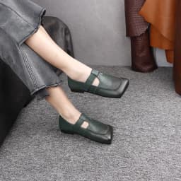 Birkuir Original Square Toe Flats Shoes For Women Hook Loop Genuine Leather 2026 Summer Low Heels Luxury Soft Soles Lazy Shoes