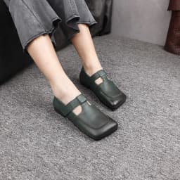 Birkuir Original Square Toe Flats Shoes For Women Hook Loop Genuine Leather 2026 Summer Low Heels Luxury Soft Soles Lazy Shoes