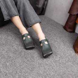 Birkuir Original Square Toe Flats Shoes For Women Hook Loop Genuine Leather 2026 Summer Low Heels Luxury Soft Soles Lazy Shoes