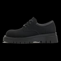 Maden Men's Retro Black Matte Derby Shoes Thick Sole Height Increasing Lace Up Low Top Work Boots Casual Commuting Formal Shoes