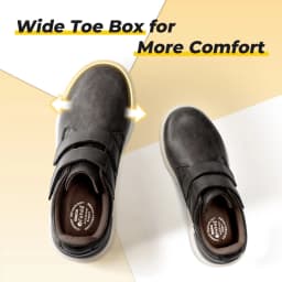 Fitville Men'S Leather Shoes Wide Walking Shoes Water-Repellent Slip On Comfort Casual Dress Sneaker For Diabetic Swollen Feet