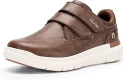 Fitville Men'S Leather Shoes Wide Walking Shoes Water-Repellent Slip On Comfort Casual Dress Sneaker For Diabetic Swollen Feet