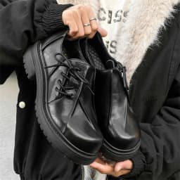 large size mens fashion platform shoes black stylish original leather shoe punk rock dress designer sneakers breathable footwear