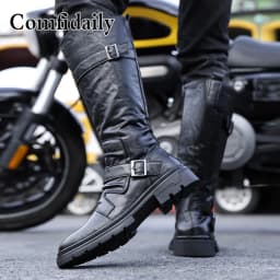 Men's Fashion Motorcycle Boots British Style High-Top Comfortable Soft-Soled Men's Footwear Trendy And Stylish-C1309