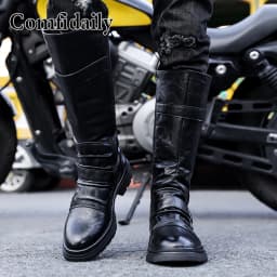 Men's Fashion Motorcycle Boots British Style High-Top Comfortable Soft-Soled Men's Footwear Trendy And Stylish-C1309