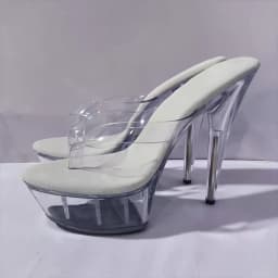 Summer Sexy 6 Inch High Heels Nightclub Stylish 15cm Stiletto Slippers Princess Beige Flip-Flops Work Shoes Real Photos Dress Ne