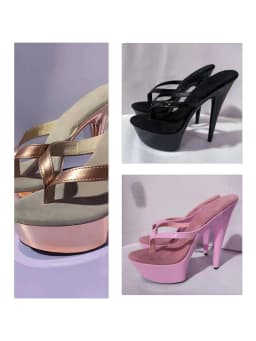 Summer Sexy 6 Inch High Heels Nightclub Stylish 15cm Stiletto Slippers Princess Beige Flip-Flops Work Shoes Real Photos Dress Ne