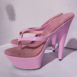 Summer Sexy 6 Inch High Heels Nightclub Stylish 15cm Stiletto Slippers Princess Beige Flip-Flops Work Shoes Real Photos Dress Ne