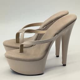 Summer Sexy 6 Inch High Heels Nightclub Stylish 15cm Stiletto Slippers Princess Beige Flip-Flops Work Shoes Real Photos Dress Ne
