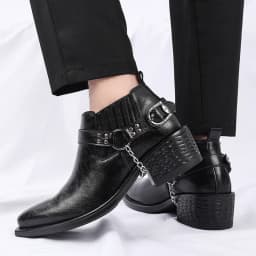 Men Genuine Leather High Heel Height Increase Formal Dress Boots Wedding Banquet Business Comfortable Elevator Cuban Heel Shoes
