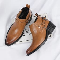 Men Genuine Leather High Heel Height Increase Formal Dress Boots Wedding Banquet Business Comfortable Elevator Cuban Heel Shoes