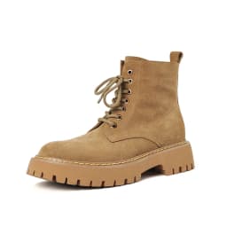 SmallHut Trend 2026 New Spring Autumn Cow Suede Women Ankle Boots Cross Strap Ladies Yellow Chocolate Round Toe Platform Boots