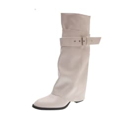 New Women Wrinkle Fold Knee High Boots Metal Buckle Strap Thick Heel Soft PU Leather Boots Autumn Streetwear Mordern Booties