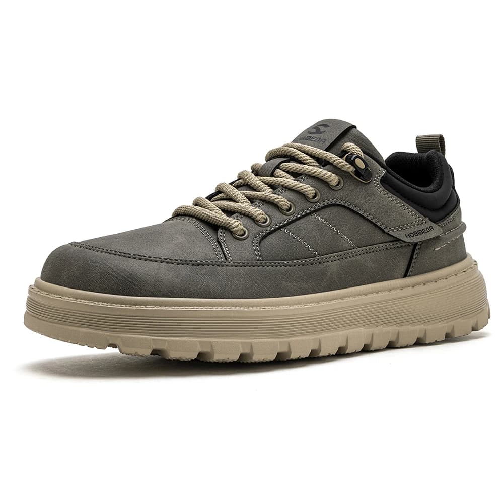 HOBIBEAR Men Wide Width Oxford Classic Artificial Leather Business Chunky-Heel Shoe Retro Lace-Up Casual Shoes