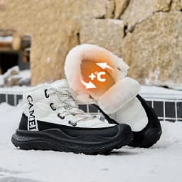 GOLDEN CAMEL Men's Winter Snow Boots Thick-Soled Non-Slip Cotton Shoes with Climb Heating Velvet Warm High-top Boot Cold Weather