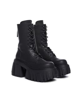 Women Chunky Platform Ankle Boots Gothic High Block Heel Lace Up Combat Boots Side Zipper Mid Calf Motorcycle Punk Shoes 2026