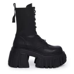 Women Chunky Platform Ankle Boots Gothic High Block Heel Lace Up Combat Boots Side Zipper Mid Calf Motorcycle Punk Shoes 2026