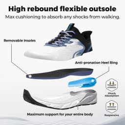 FitVille Men's Sports Shoes Wide Toe Walking Shoes for Men Breathable Cushioned Casual Sneakers for Swollen Feet Arch Support